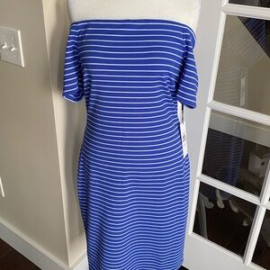 Calvin Klein Blue Off-Shoulder Dress NWT